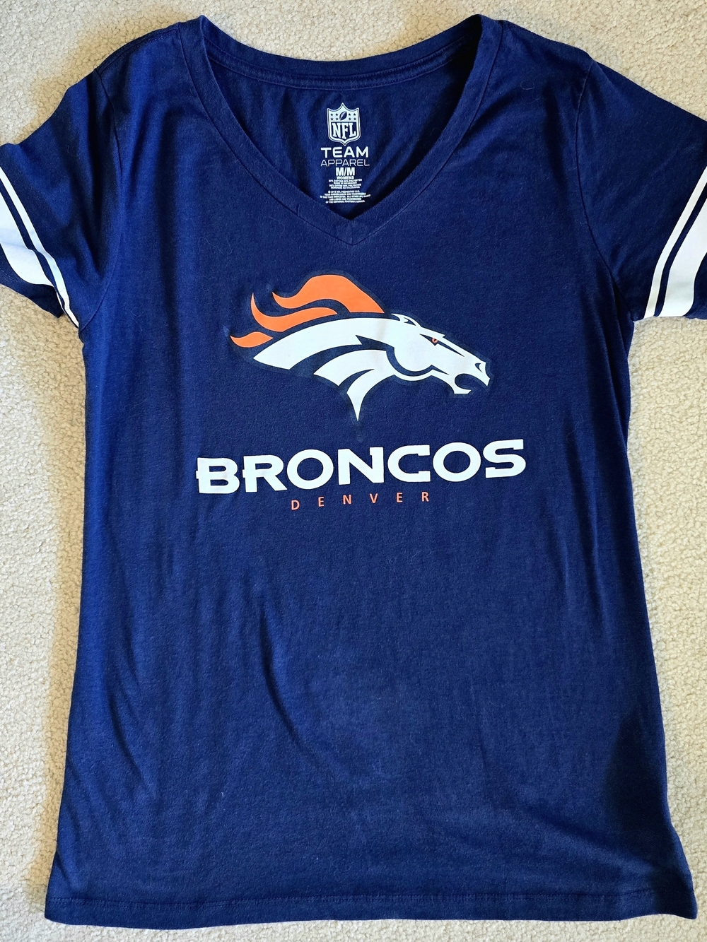 NFL Denver Broncos Navy & Orange V-Neck Tee